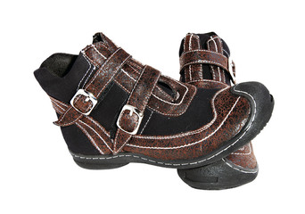 Stylish  new seasonal children's shoes isolated over the white b