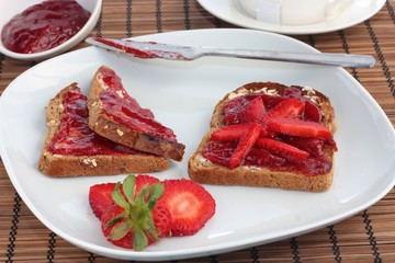 Toast with strawberry jam