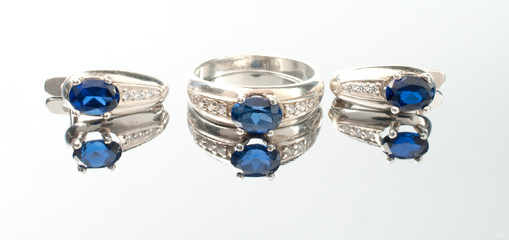 Ring and earrings  with sapphire