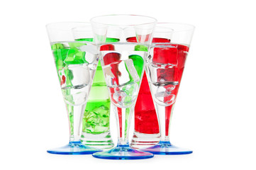 Colourful cocktail in glasses