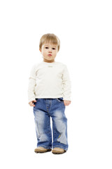 The little boy costs and looks