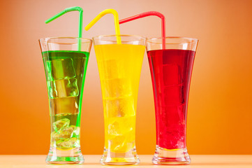 Colourful cocktail in glasses