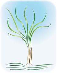 stylized tree with lines shading  color