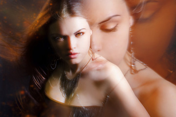Beautiful lady with long brown hair