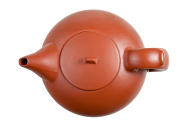 brown Chinese teapot isolated on white