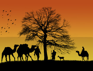 Fototapeta na wymiar An Islamic sunset background