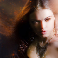 Beautiful lady with long brown hair