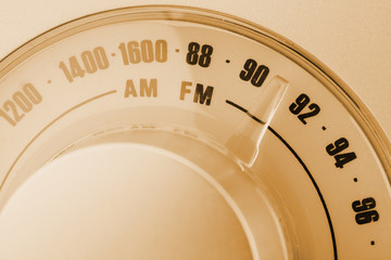 Retro-styled radio tuner dial
