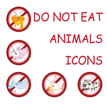do not eat animals icons