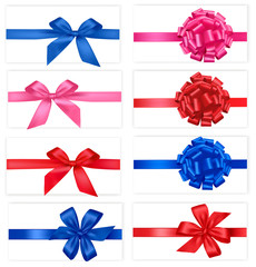 Big set of gift bows with ribbons. Vector.