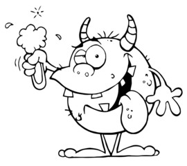 Outlined Monster Holding A Potion