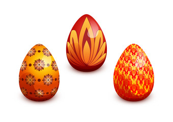 Set of three painted Easter eggs