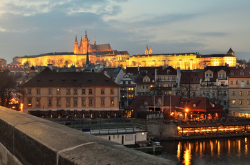 Panorama of Prague with Prague Castle, Czech Republic