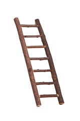 Inclined wooden ladder