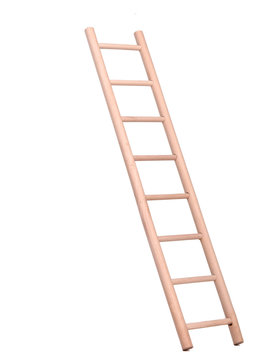Sideview of a wooden inclined ladder