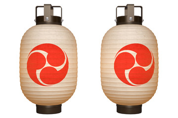 Paper Lantern (Red Tomoe) with clipping path
