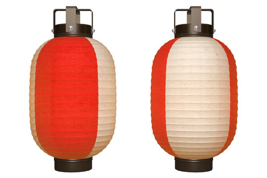 Paper Lantern (red&white) with clipping path
