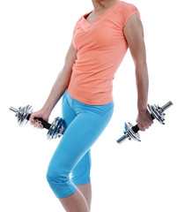 girl athlete dumbbell