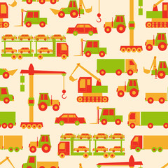Naklejka premium Cartoon cars pattern