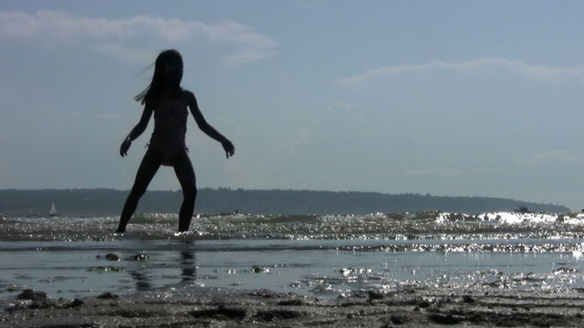 Little Girl Doing Twirls At The Beach