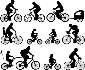 bicyclists silhouettes collection