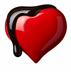 chocolate syrup leaking heart shape love