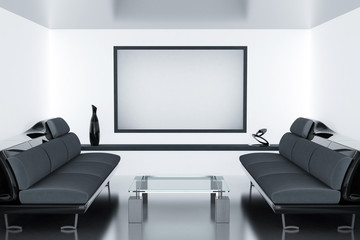 modern luxury room with sofas and frame on wall