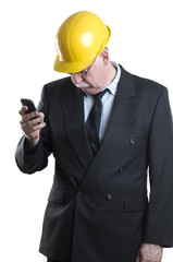 Construction worker on the phone
