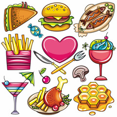 Set food icons isolated on white background 1