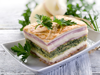 quiche with ham cheese and spinach-torta prosciutto formaggio