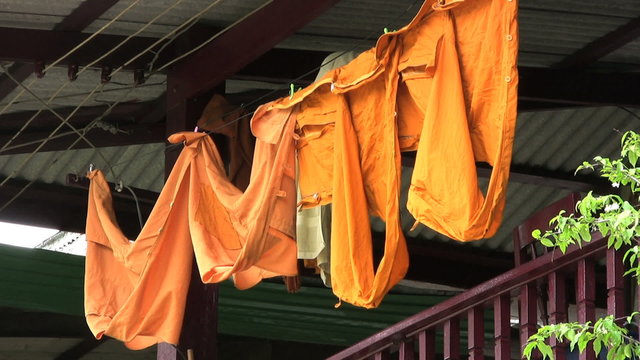Monk Robes Hanging On The Line
