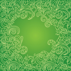 vector floral frame in green color