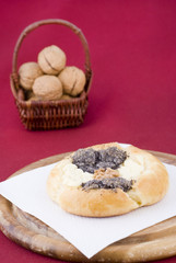 Traditional czech wedding cookie on wooden plate