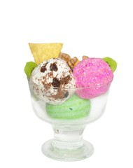 ice-creams about different tastes in glass dish