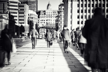 Morning commuters in London.