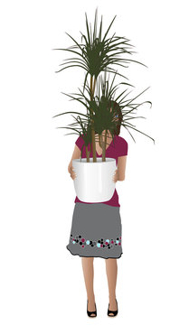 frau mit zimmerpflanze