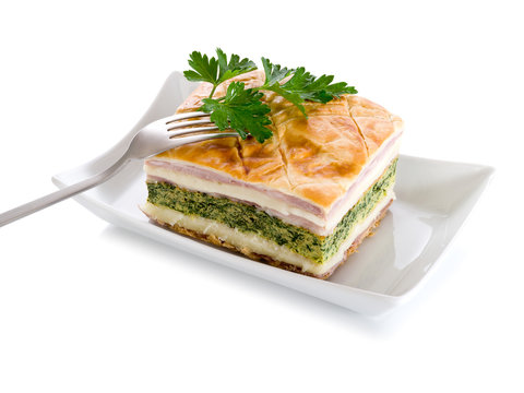 quiche with ham cheese and spinach-torta salata