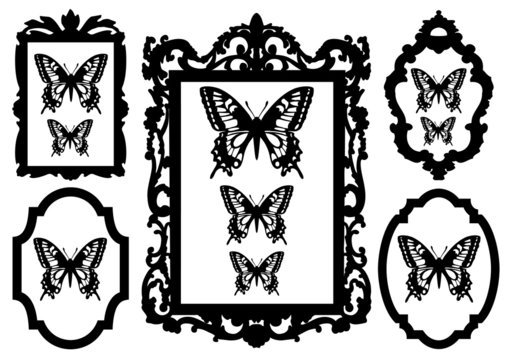 butterflies in picture frames, vector