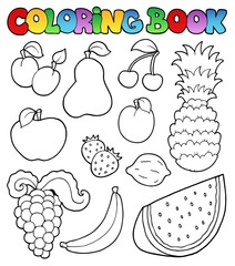 Coloring book with fruits images
