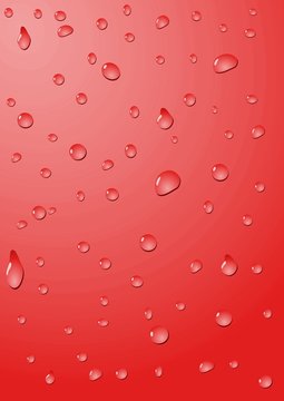 Drops of water on a red background