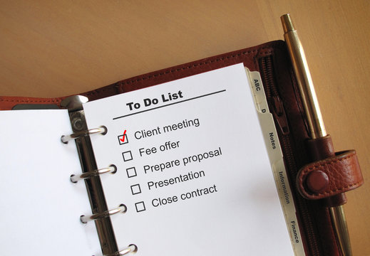 Business Concepts To Do List In A Personal Organizer