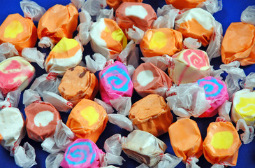 Colorful wrapped taffy candy