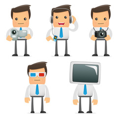 set of funny cartoon manager