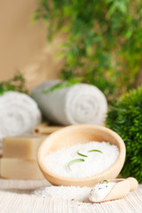Spa setting with bath salt