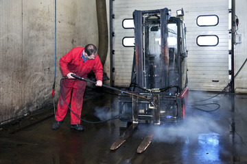 Forklift cleaning