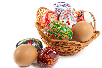 Easter eggs in basket