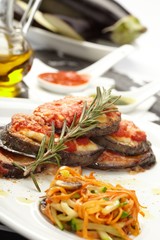 Roasted eggplant with salad