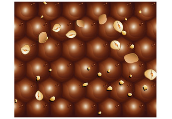 Chocolate poster with peanuts - Vector illustration