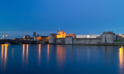 King John castle in Limerick at night - Ireland