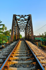 Railway bridge in Bangkok, Thailand.